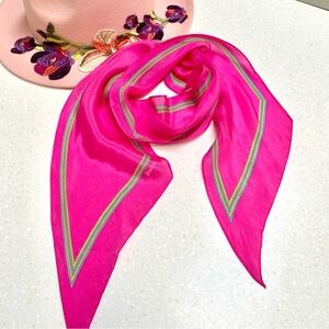 Barbie HOT pink SILK scarf/wrap w resort vacay beach vibe